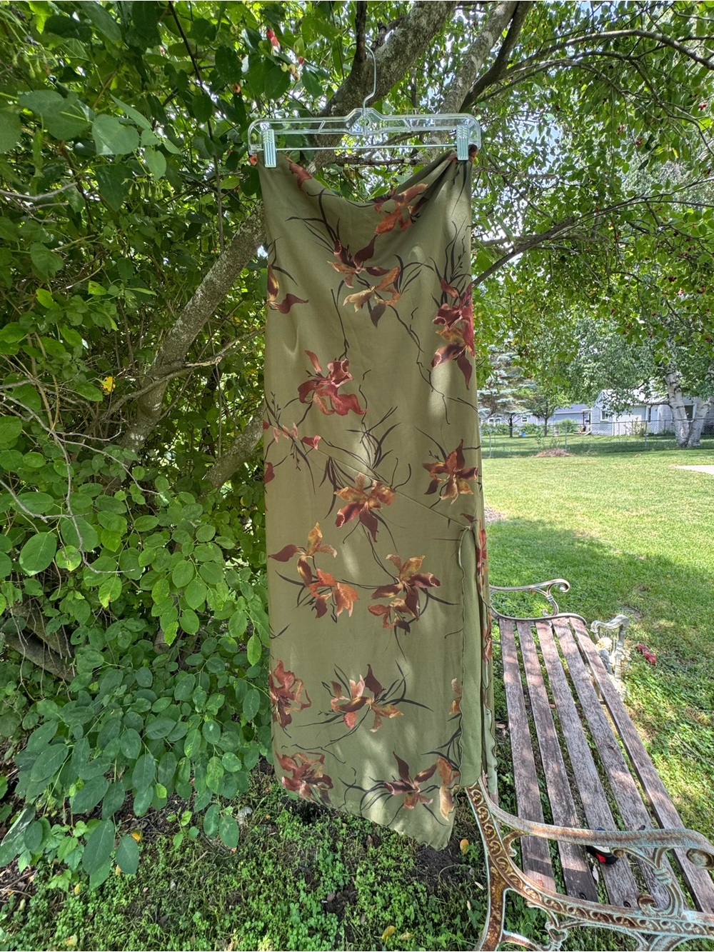 Urban Outfitters Olive Green Floral Maxi Dress